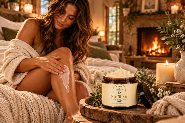 A quiet moment of self-care with Grace and Tallow body cream